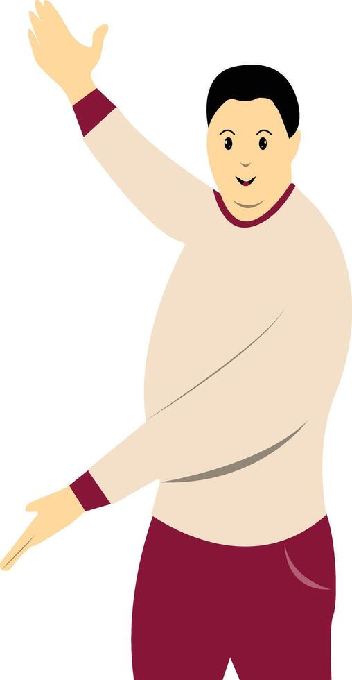 Excited and Cheerful Male Character with Cartoon Design vector