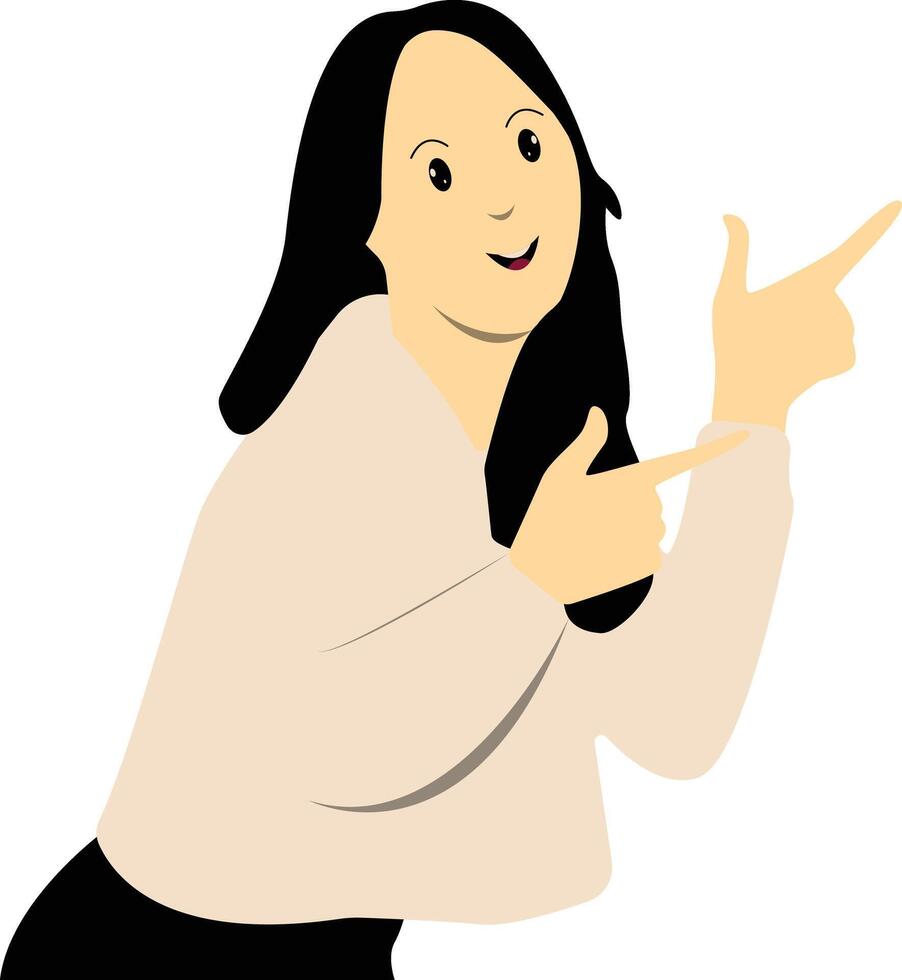 Excited and Cheerful Woman Character Isolated on White Background. vector