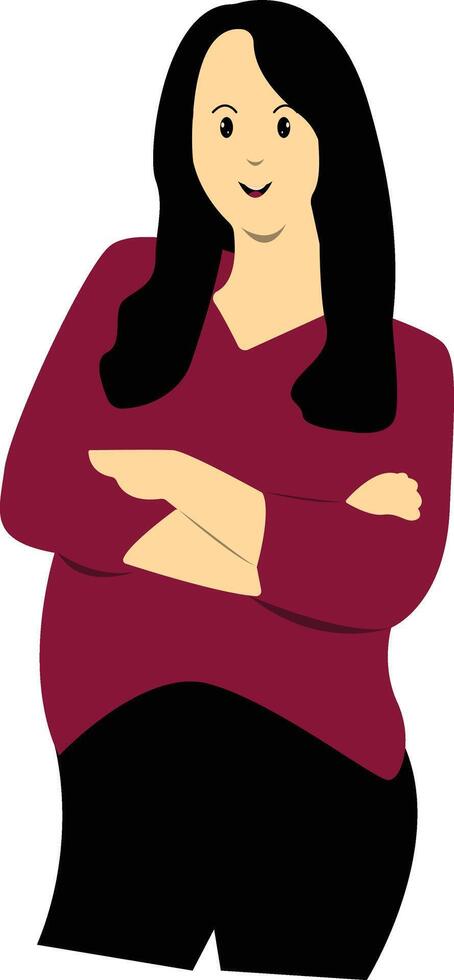 Excited and Cheerful Woman Character with Cartoon Design vector