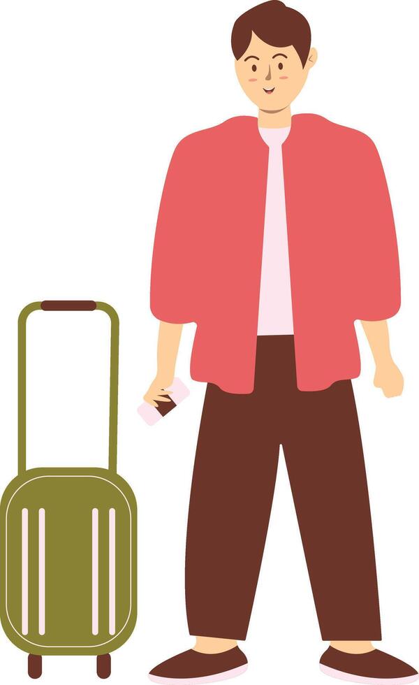 Traveler Male Character on White Background vector
