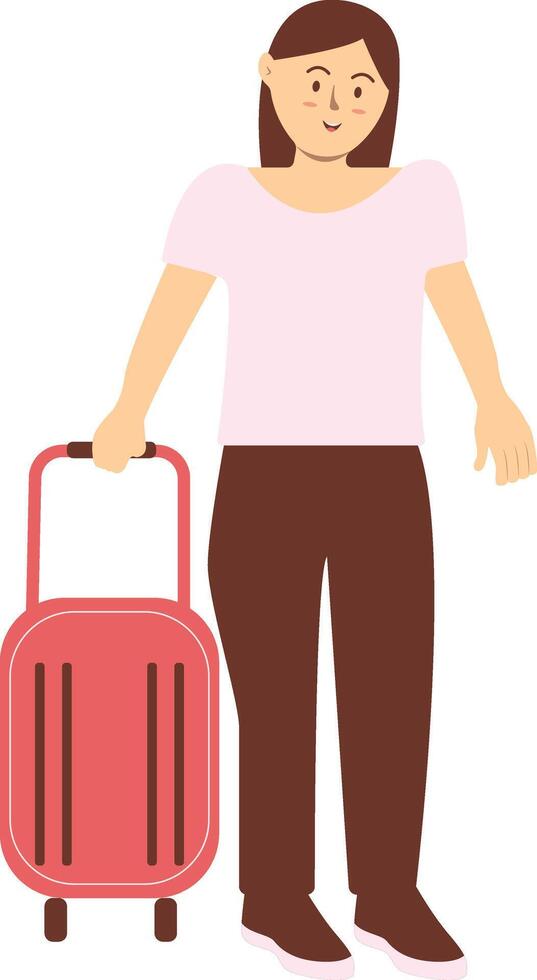 Traveler Female Character Isolated on White Background vector