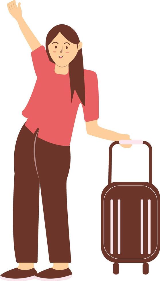 Traveler Female Character with Flat Design vector