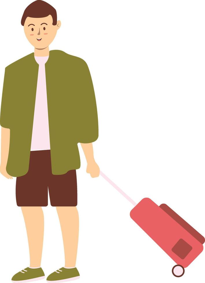 Traveler Male Character with Flat Design. vector