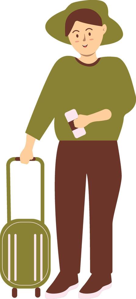 Traveler Female Character with Flat Design. vector