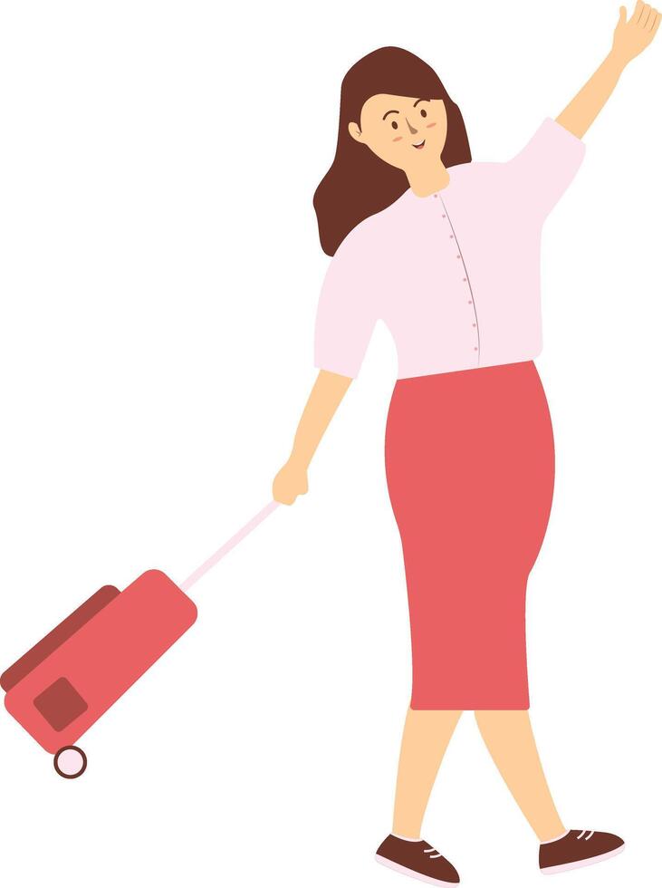 Traveler Female Character in Cartoon Design vector