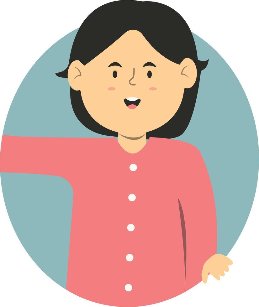 Peeping Girl Children Character with Cartoon Design. vector