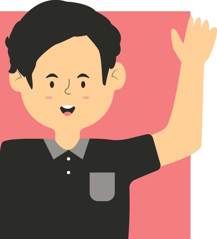 Peeping Boy Children Character with Flat Design. vector