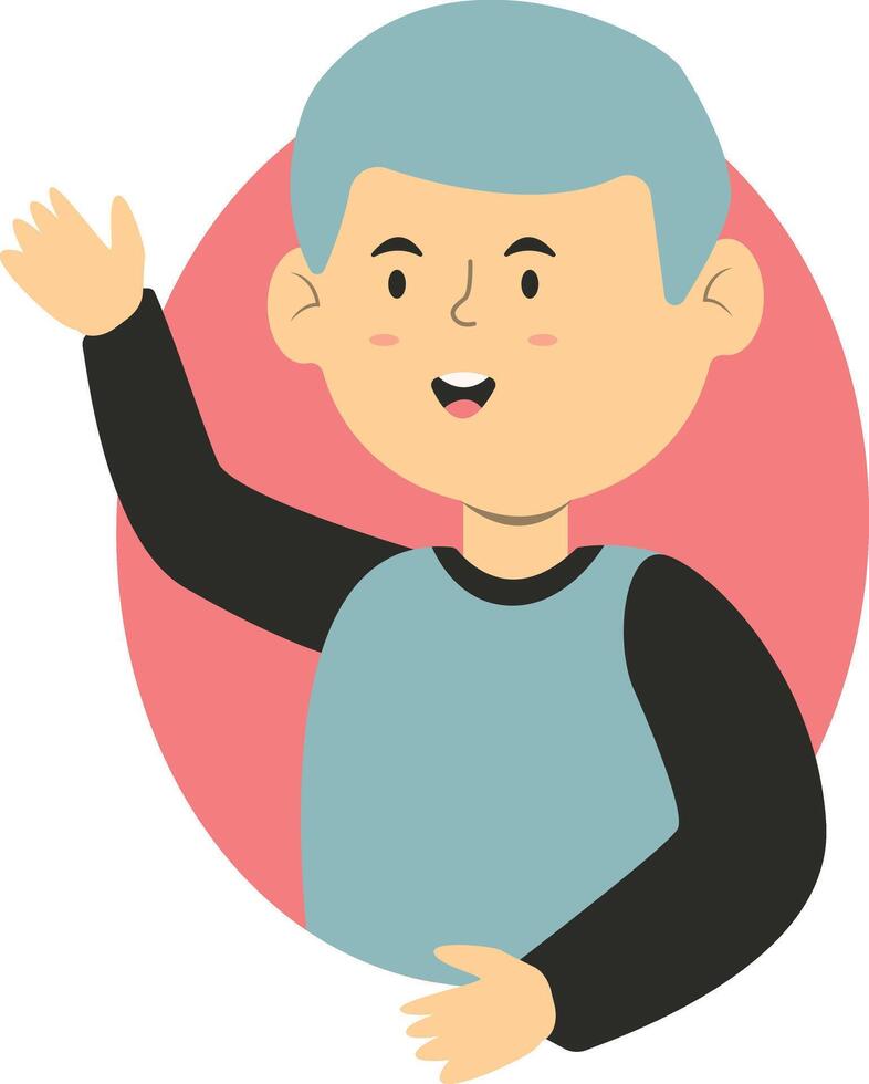 Peeping Boy Children Character with Flat Design vector