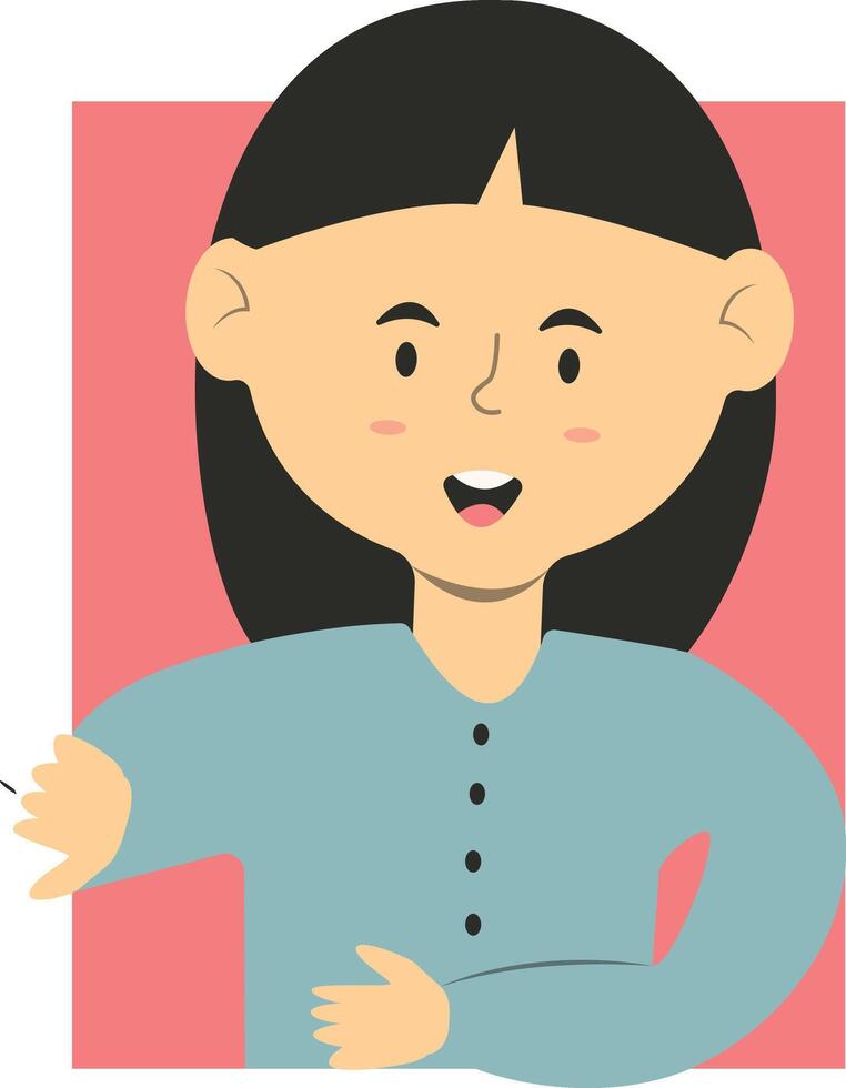 Peeping Girl Children Character with Flat Cartoon Design. vector
