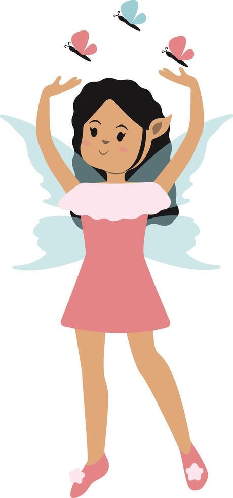 Little Lady Fairy Illustration on White Background. vector