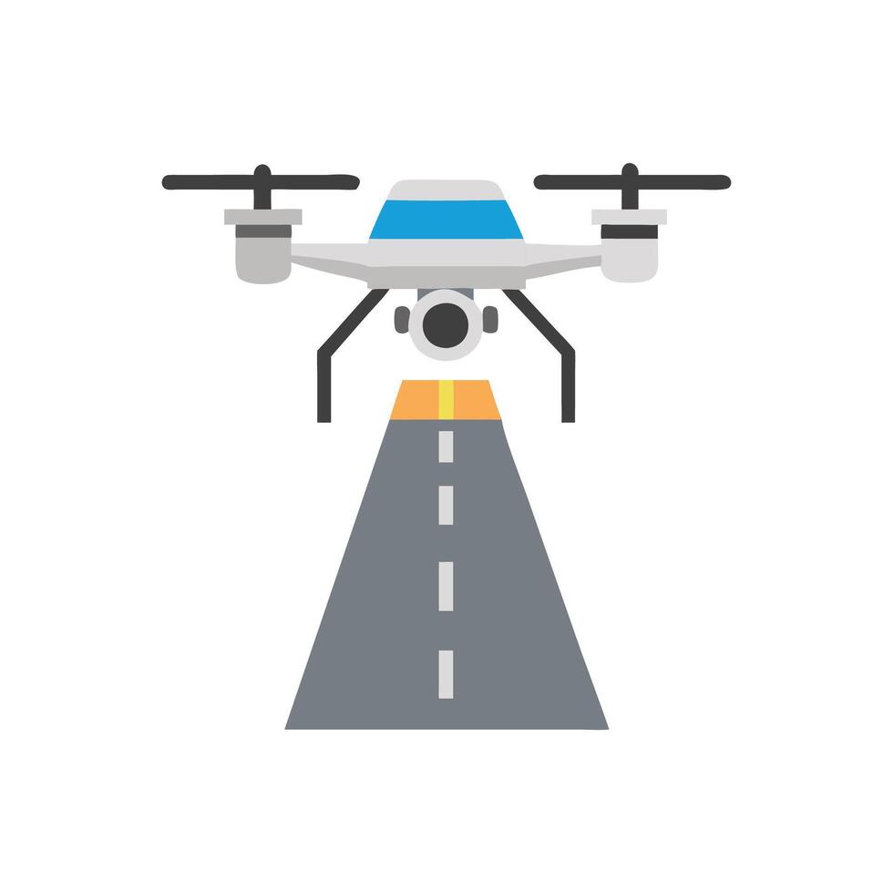 Modern Highway Surveillance Drone Icon Design vector