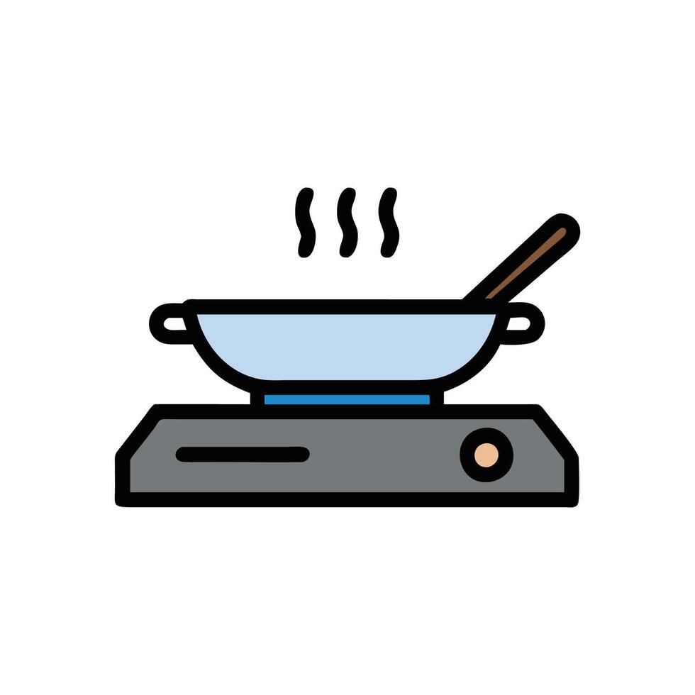 Stylish Induction Wok Icon for Cooking vector