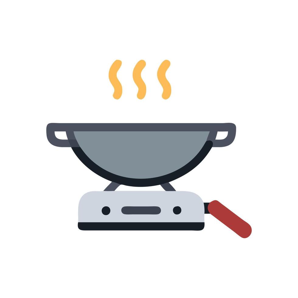 Creative Induction Wok Icon for Culinary Use vector
