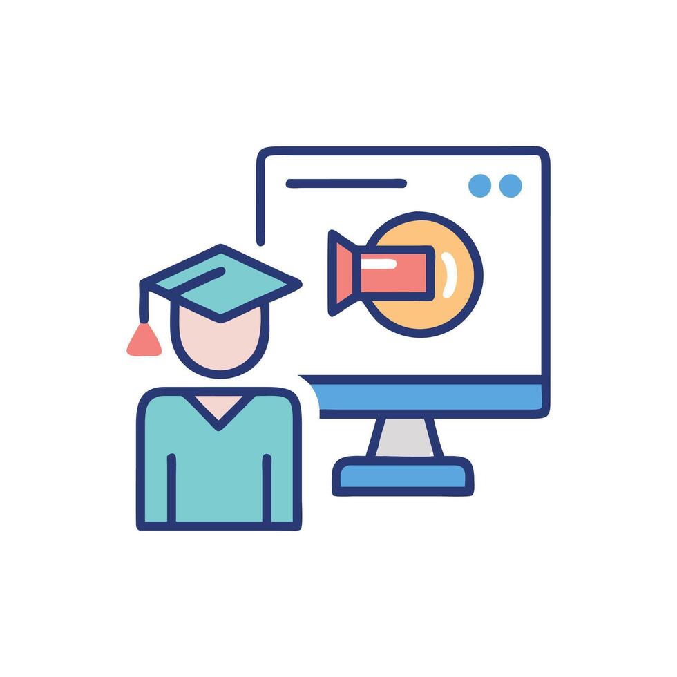 Interactive Animation Learning Icon for Courses vector