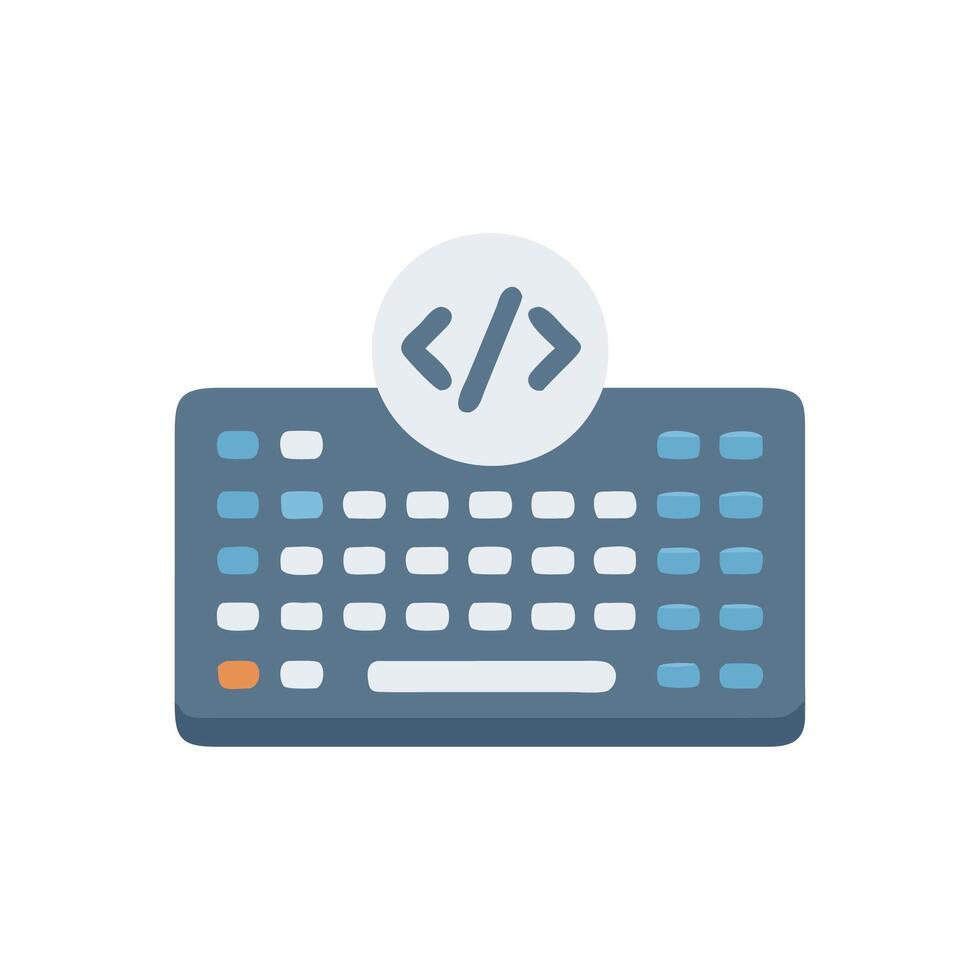 Creative Coding Keyboard Icon for Online Learning vector