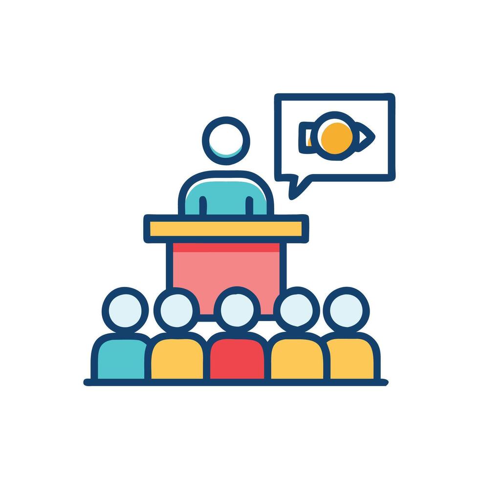 Interactive Educational Conference Icon for Networking vector