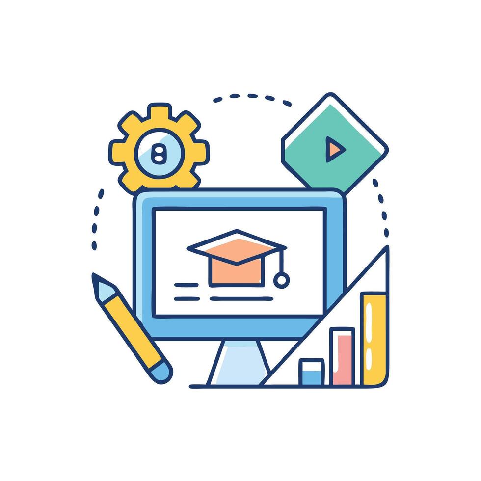 Stylish Learning Tools Icon for Students vector