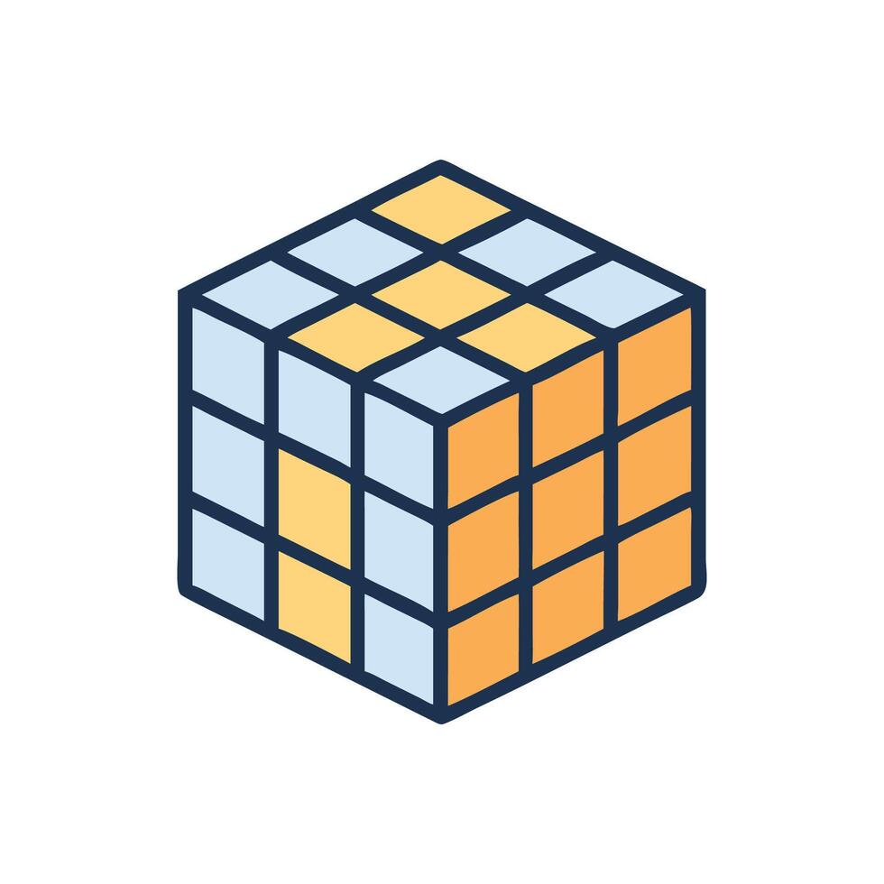 Colorful Rubiks Cube Icon for Brain Games vector