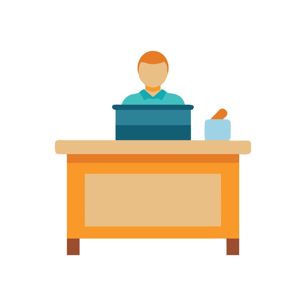 Colorful Teachers Desk Icon for Educational Use vector