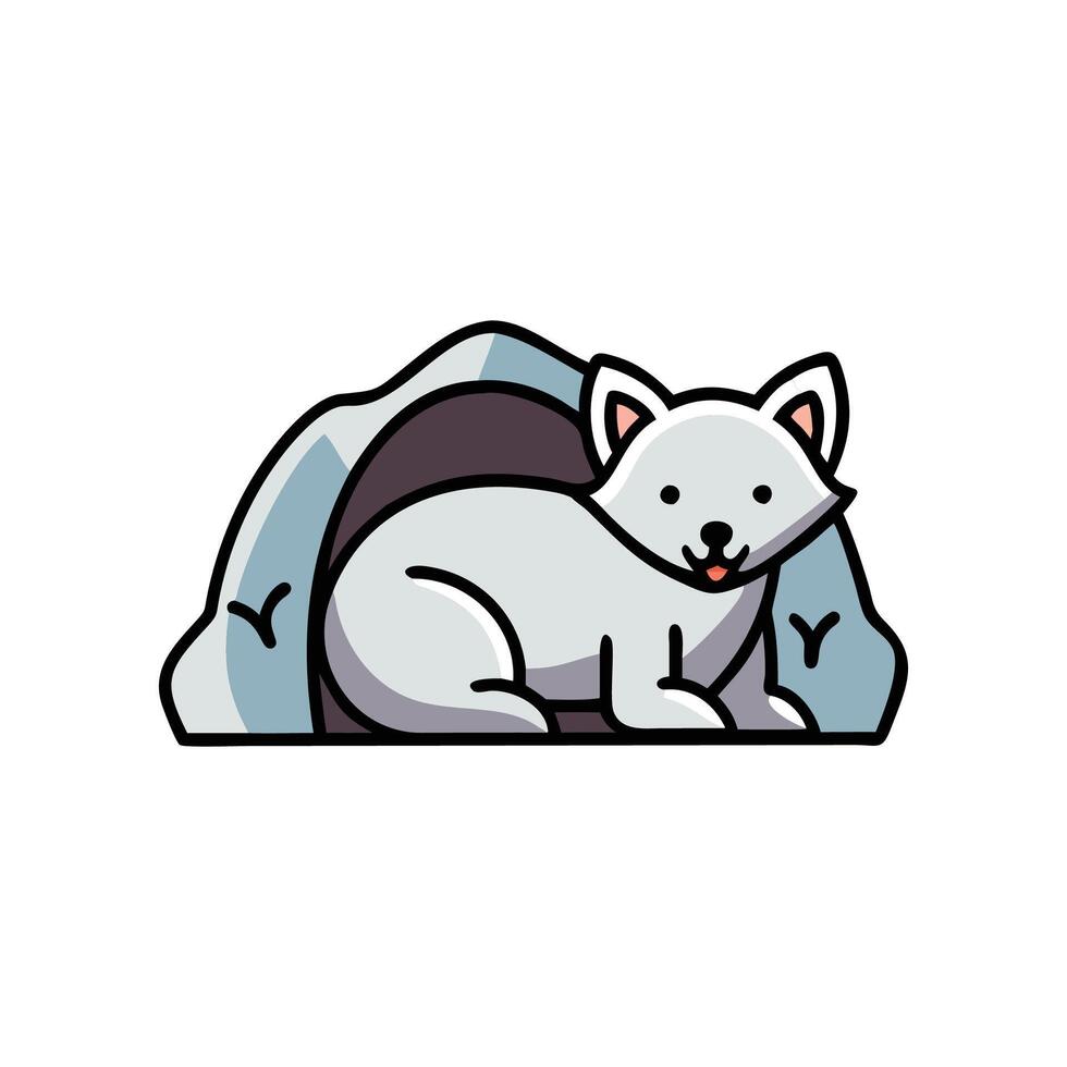 Artistic Arctic Fox Den Illustration for Nature Lovers vector