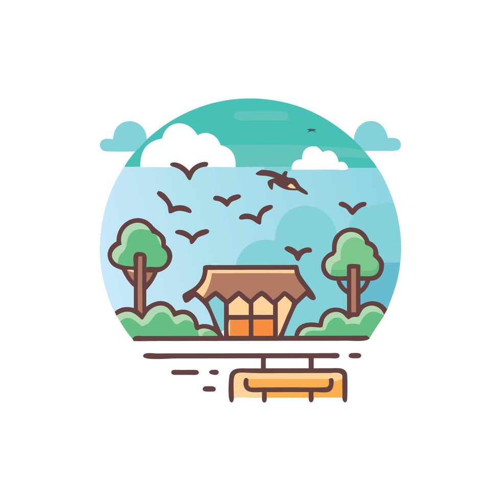 Serene Bird Sanctuary Illustration for Nature Lovers vector