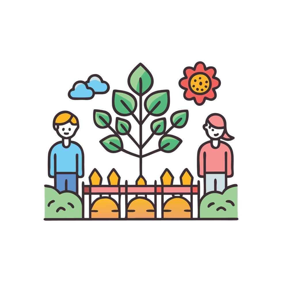 Elegant Community Garden Design for Nature Enthusiasts vector