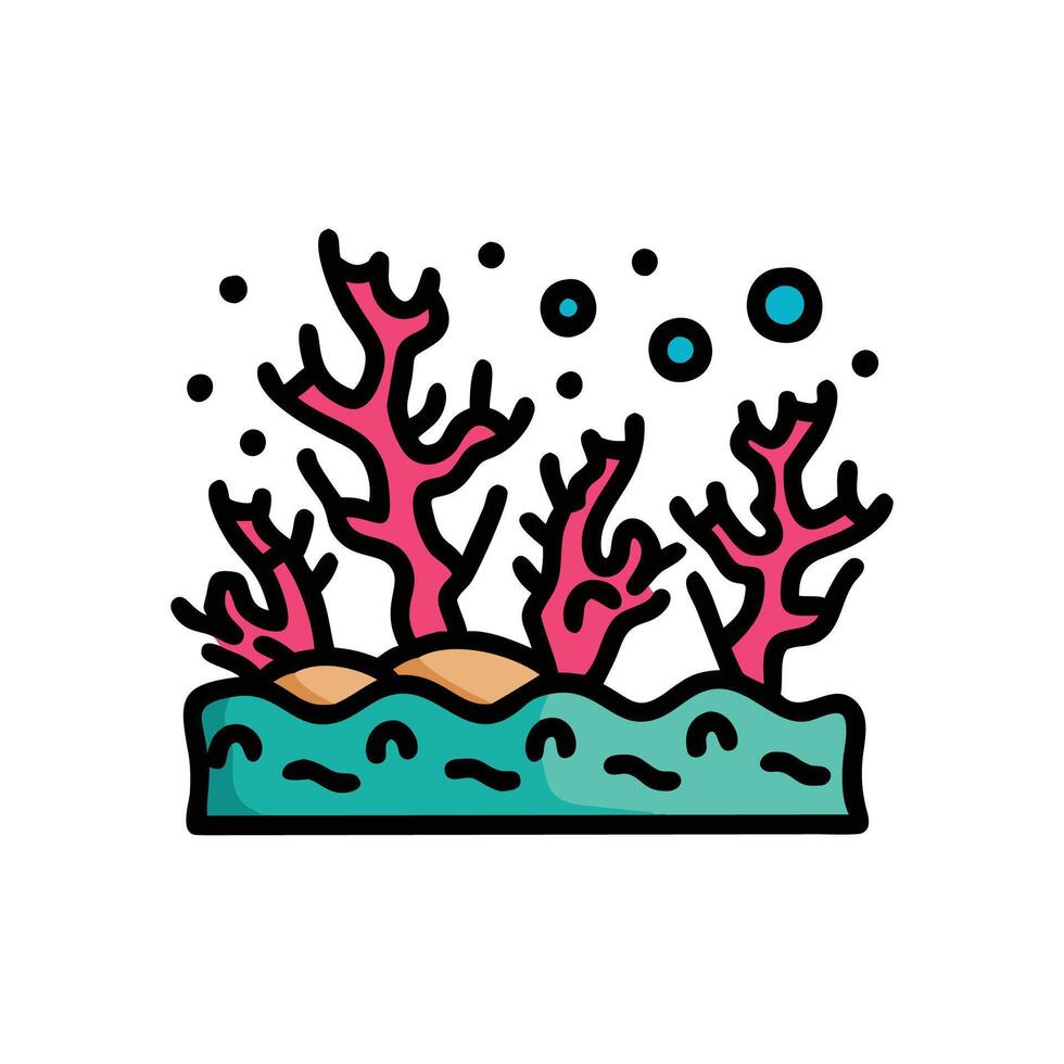 a coral reef with pink and blue plants vector