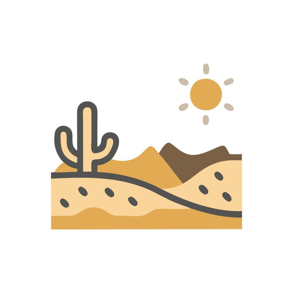 desert landscape with cactus and sun vector