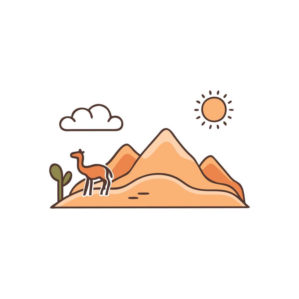a llama and cactus in the desert vector