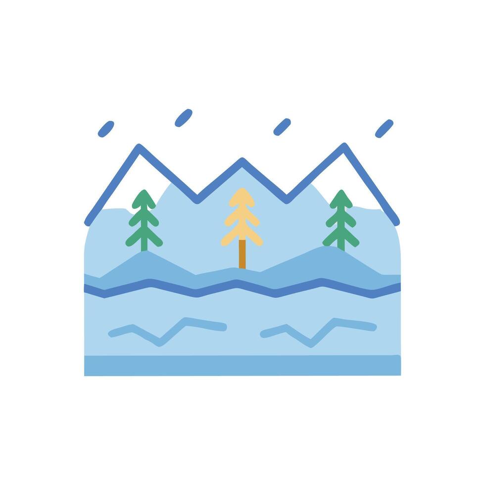 Charming Frozen Lake Under Starry Sky vector