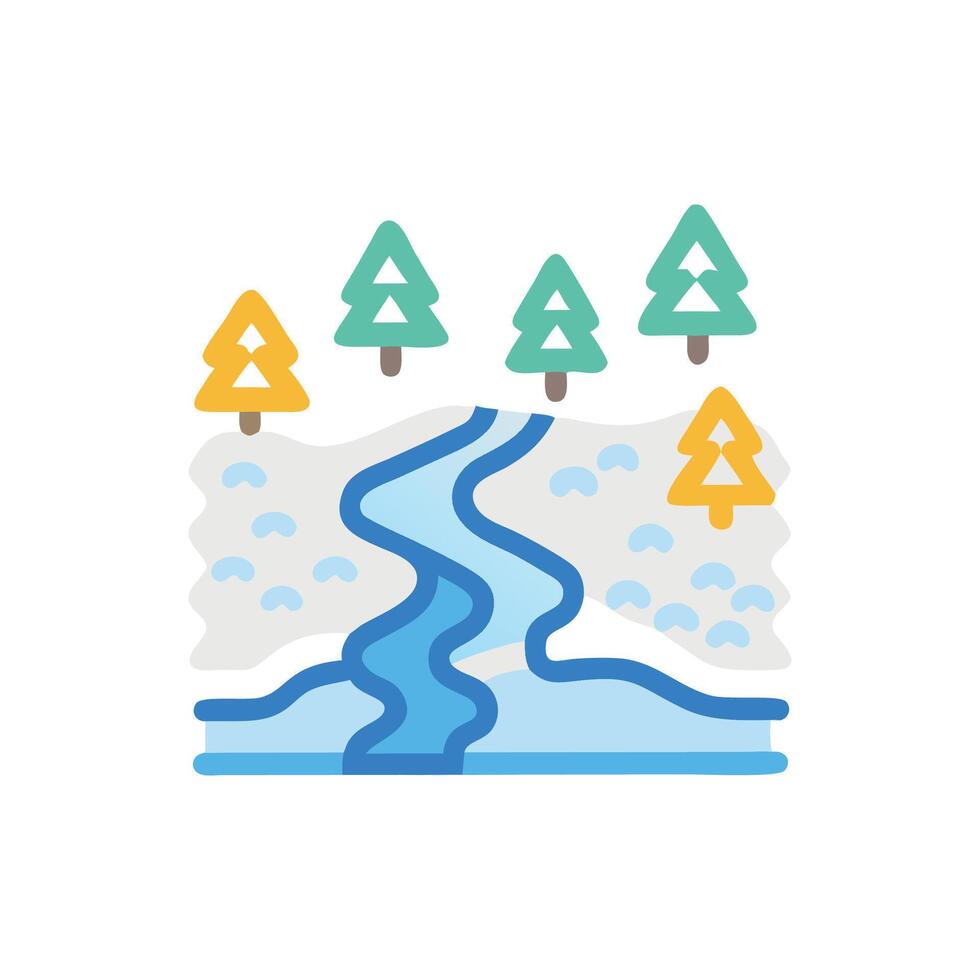 Lovely Frozen River in Winter Landscape vector