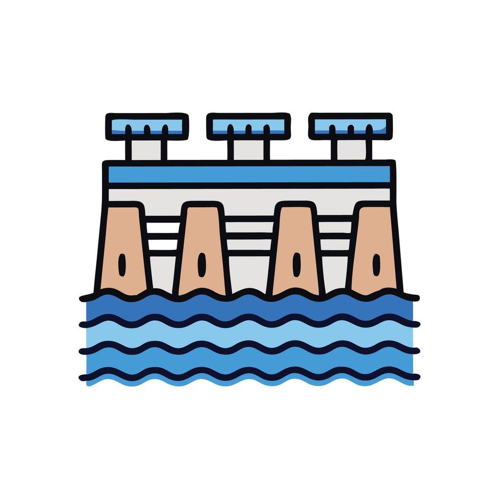 Advanced Hydropower Facility in Landscape vector