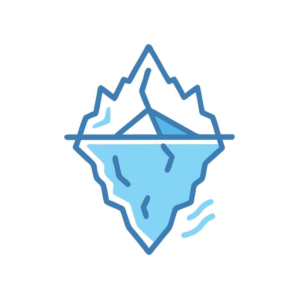 an iceberg icon with a blue outline vector