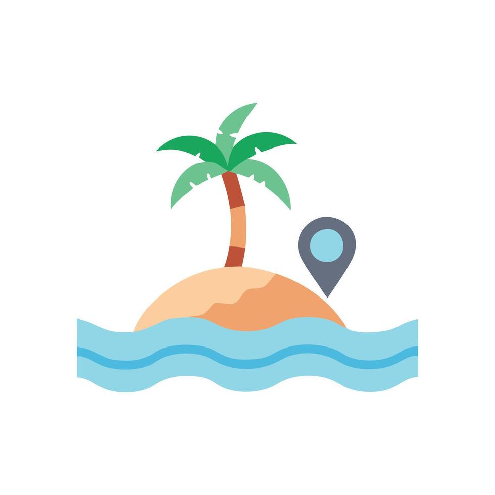 tropical island with palm tree and gps marker illustration vector