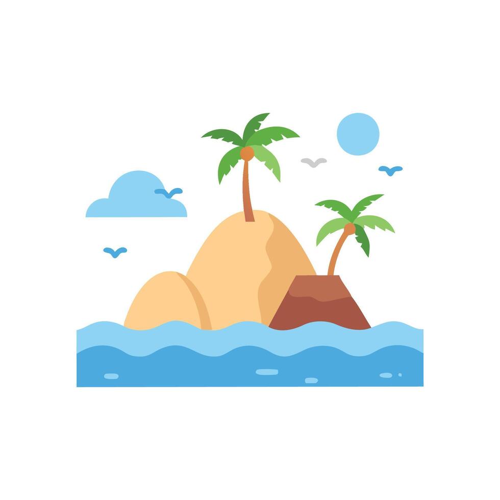 tropical island with palm trees and rocks vector