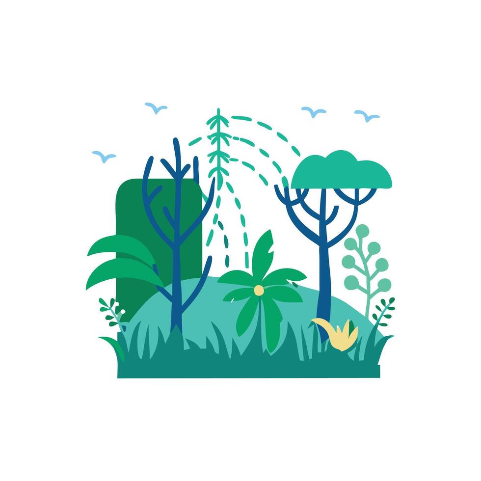 Beautiful Jungle Illustration Depicting Nature vector