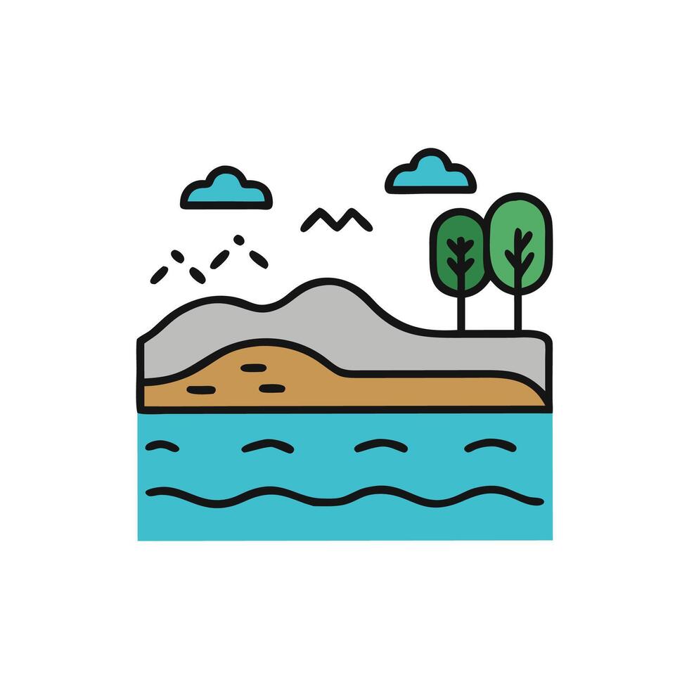 Beautiful Lake Scene in Natural Landscape vector