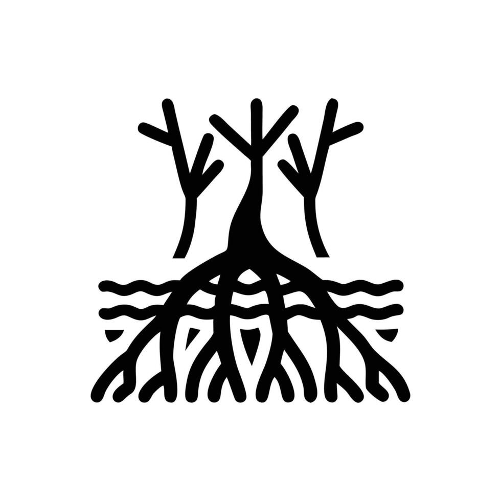 Intricate Mangrove Roots in Wetlands vector