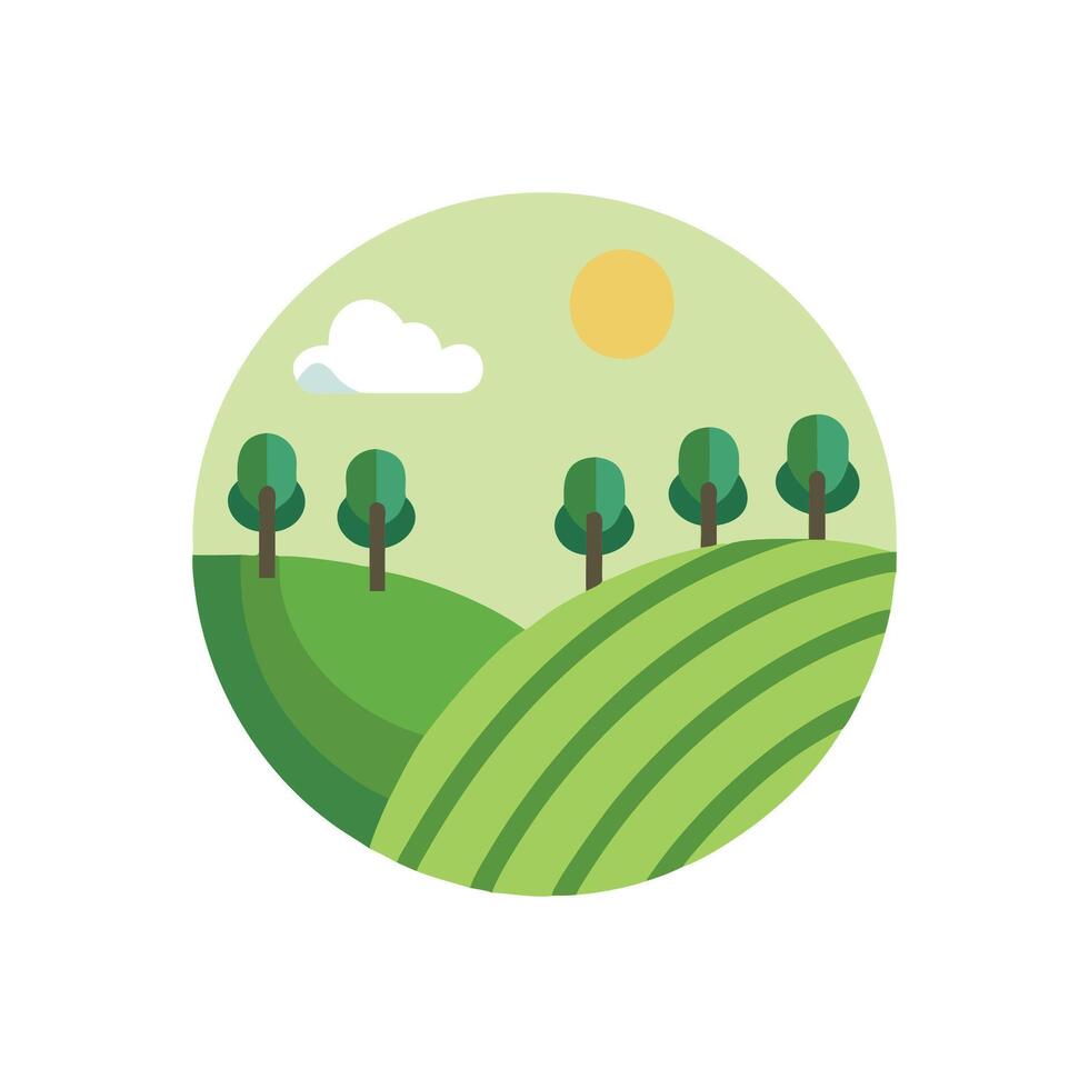 Beautiful Meadow Under Clear Blue Sky vector