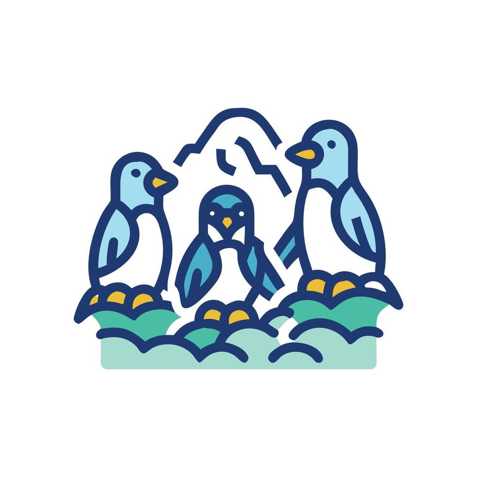 Charming Penguin Colony on Ice vector