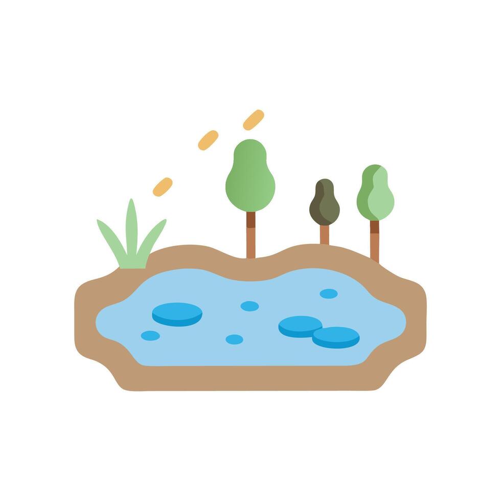 Charming Pond with Lush Vegetation vector