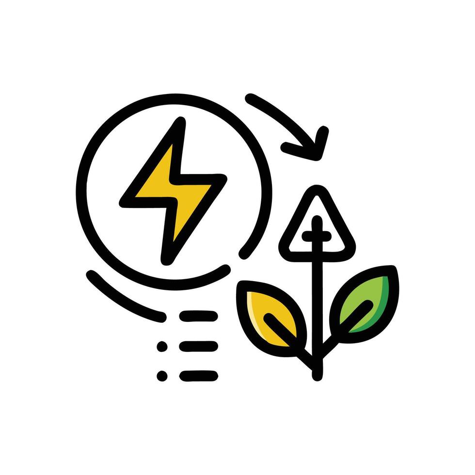a light bulb with a lightning bolt and a plant vector