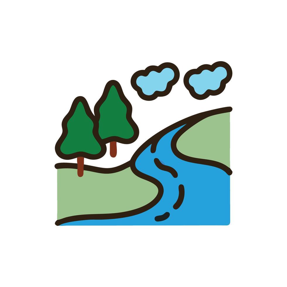 Charming Riverbank Surrounded by Nature vector
