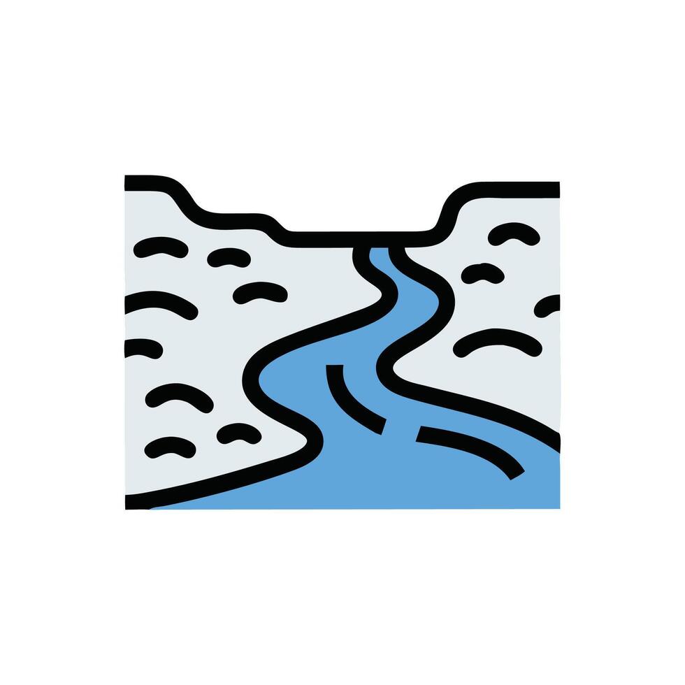 Serene River Flowing Through Lush Landscape vector