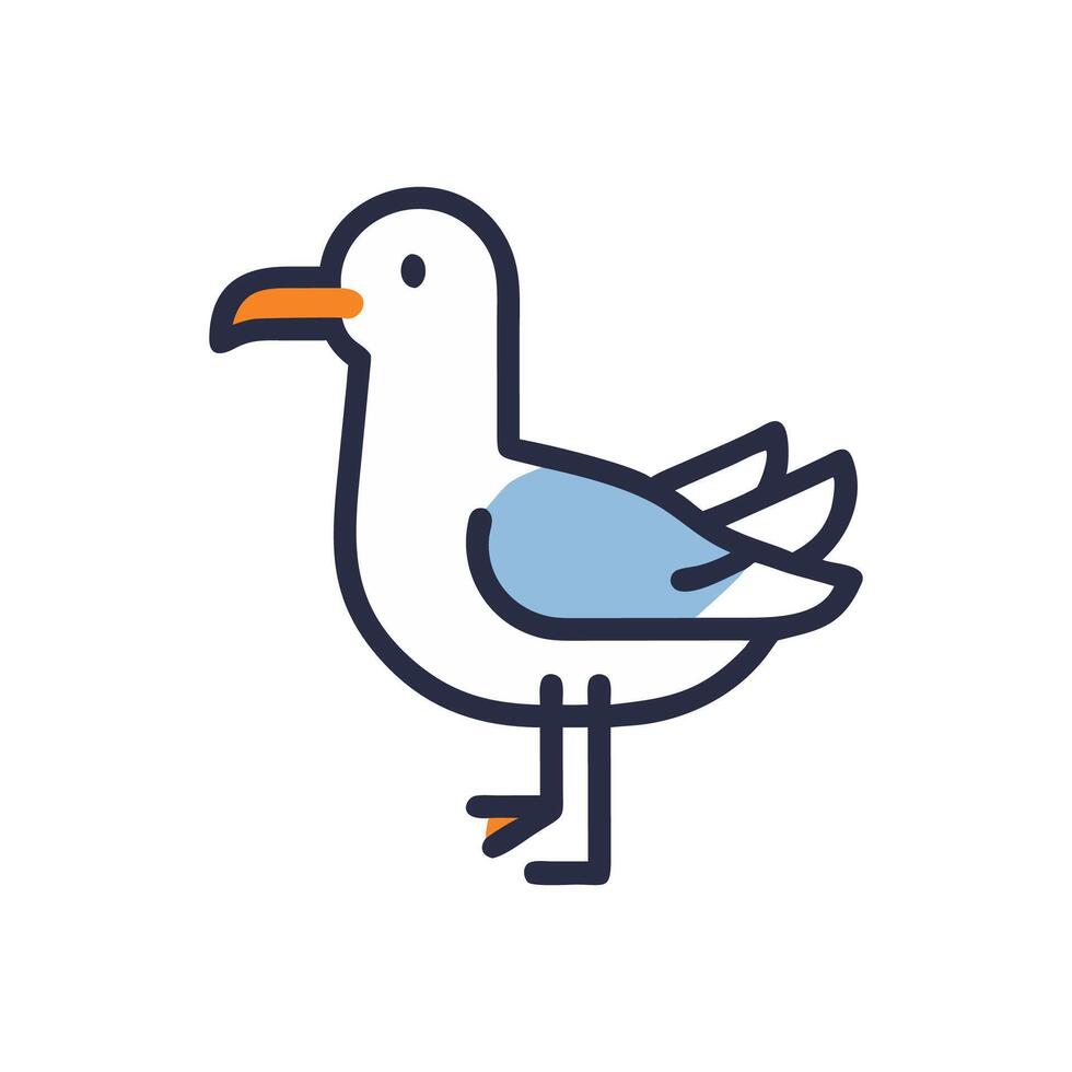 Charming Seagull on Sandy Beach vector