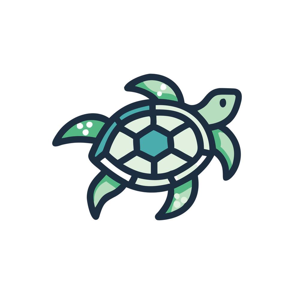 Charming Sea Turtle Gliding Through Coral Reef vector