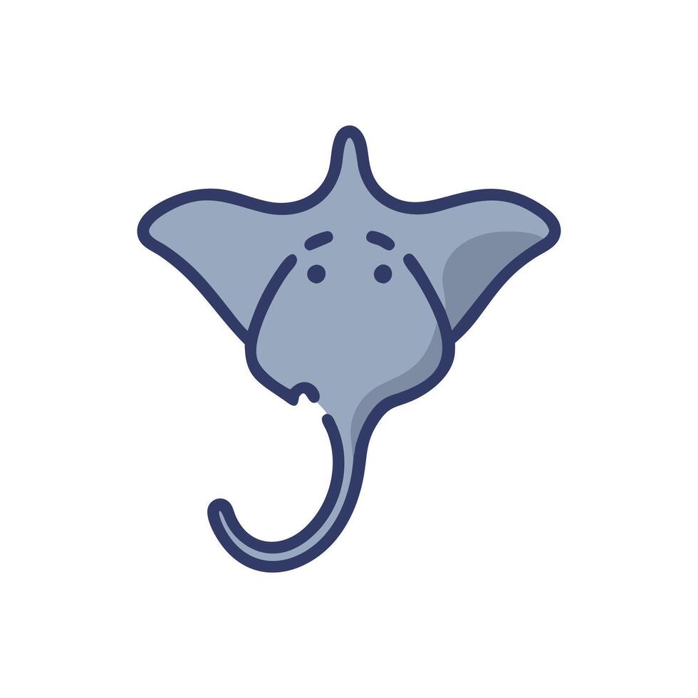 Charming Stingray Swimming Near Coral vector