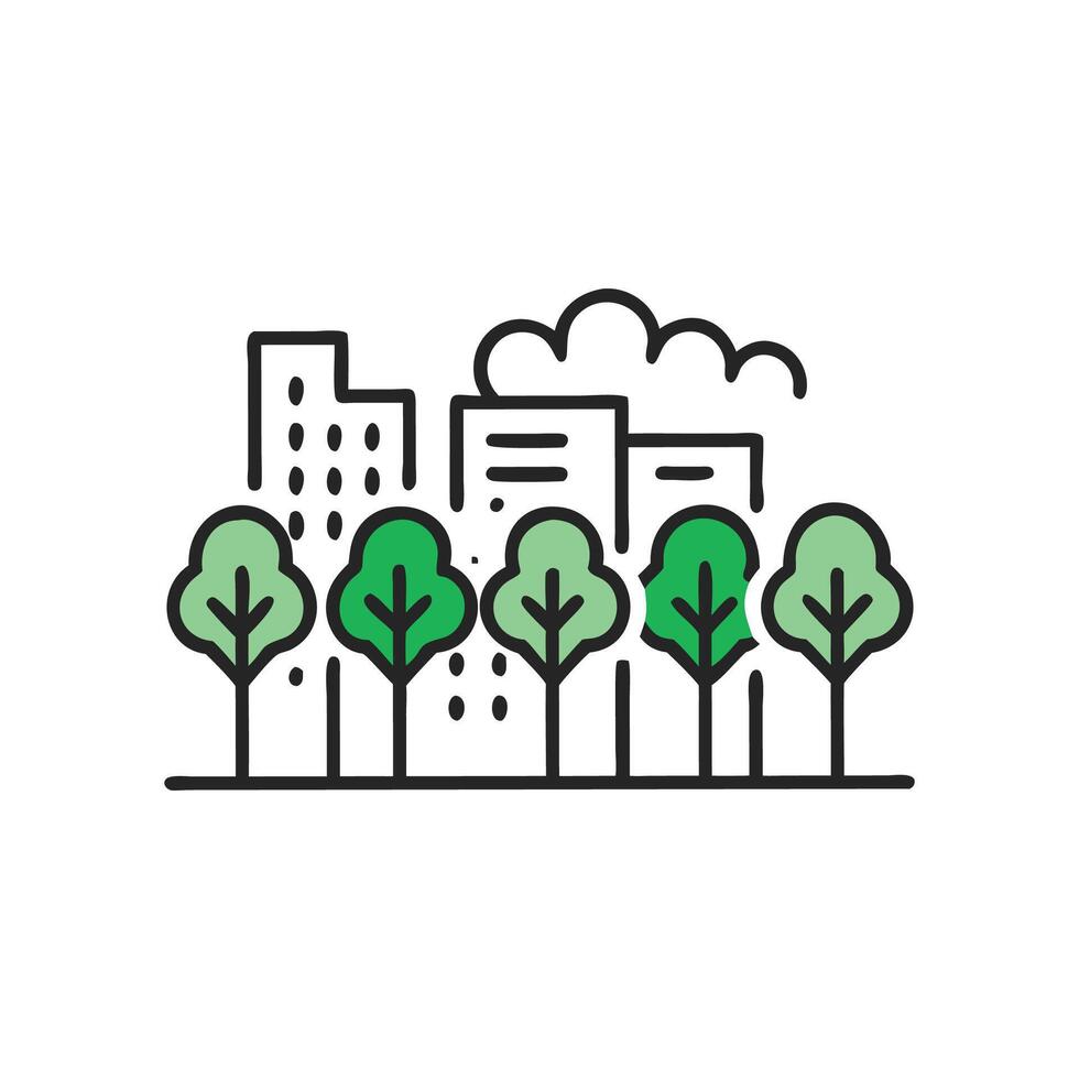 Vibrant Urban Forest with Diverse Flora vector