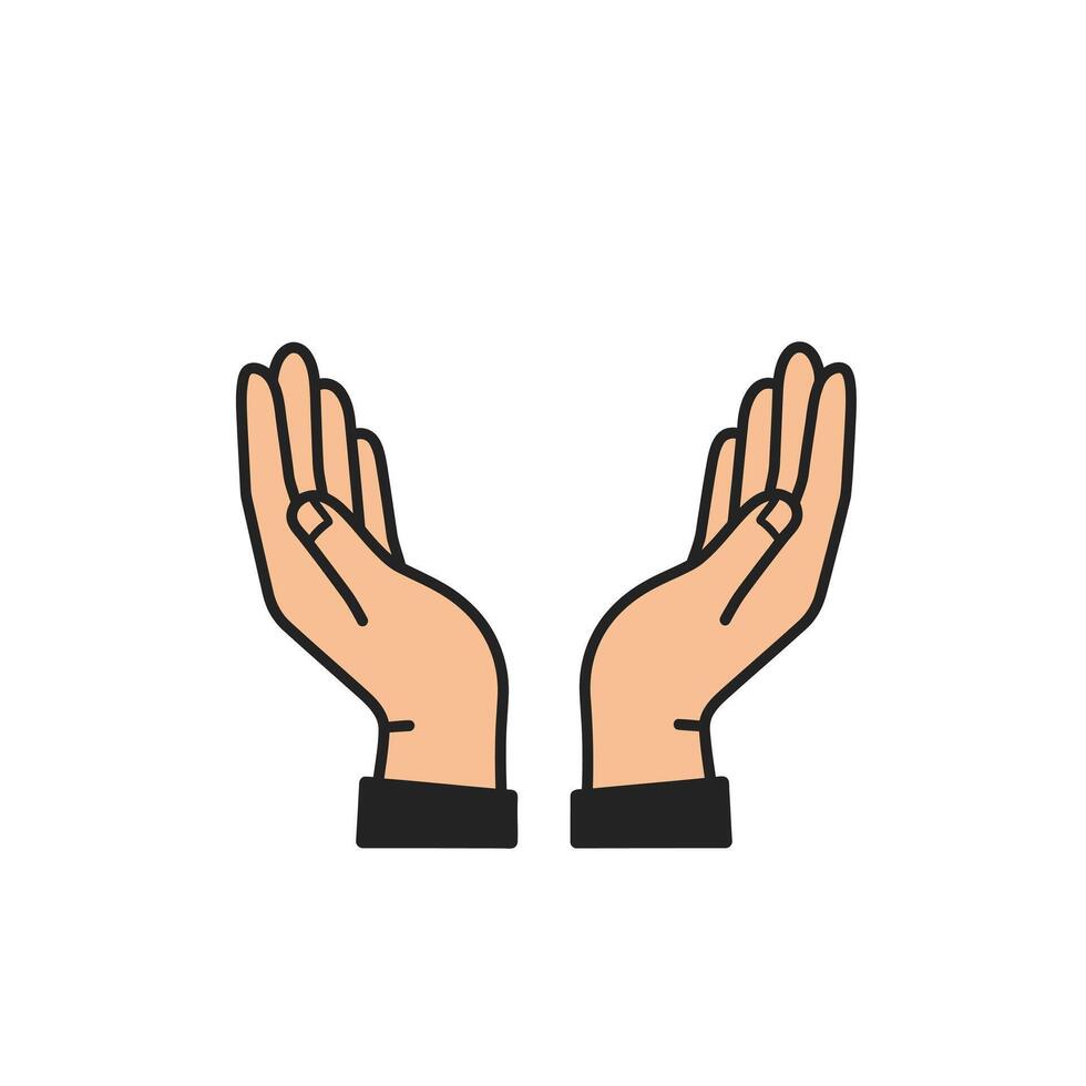 Two hands are raised up in the air, with one hand in the air vector