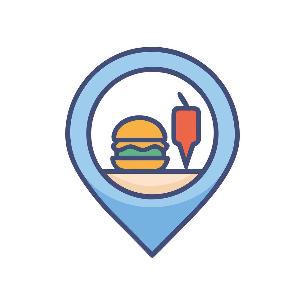 Stylish Fast Food Nearby Icon vector